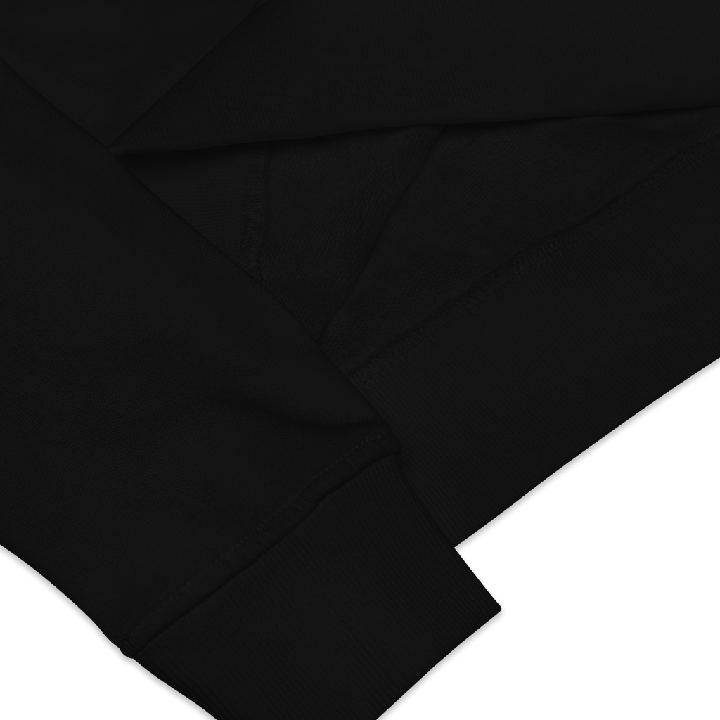 Organic cotton sweatshirt fabric close-up showing texture and weave